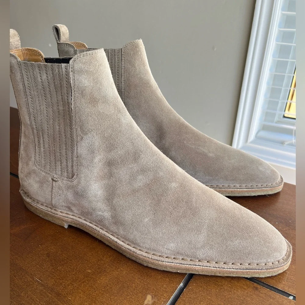 Sz 12 Saint Laurent Beige Suede Leather Chelsea Boots - Picture 9 of 10
